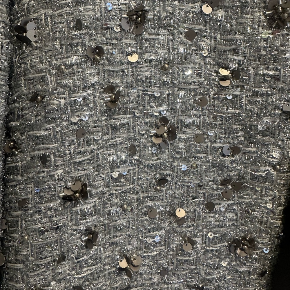 Zara Silver-Gray Embellished Tweed Cropped Jacket - Picture 3 of 3
